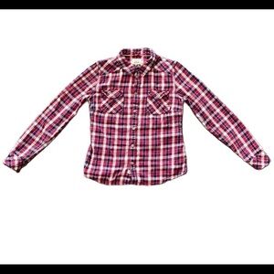 SzM tna classic fit long sleeve flannel EUC red/blue/white pattern